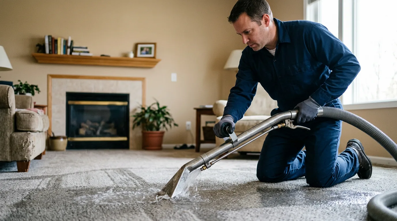 Water damage restoration technician working near Suttons Bay, MI